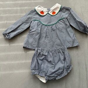 Pumpkin embroidered collar bloomer set